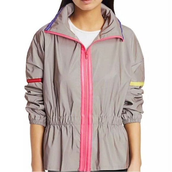 New Terez Neon‎ Glow Gear Reflective Peplum Activewear Jacket in Grey Multi, S - Picture 2 of 16